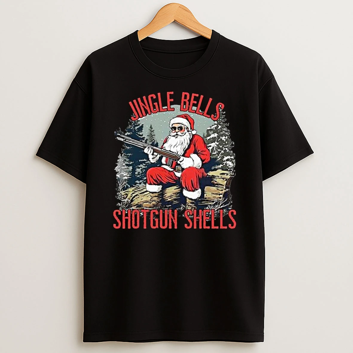 Jingle Bells Shotgun Shells Funny Santa Men Bruh Gun 2025 T Shirt