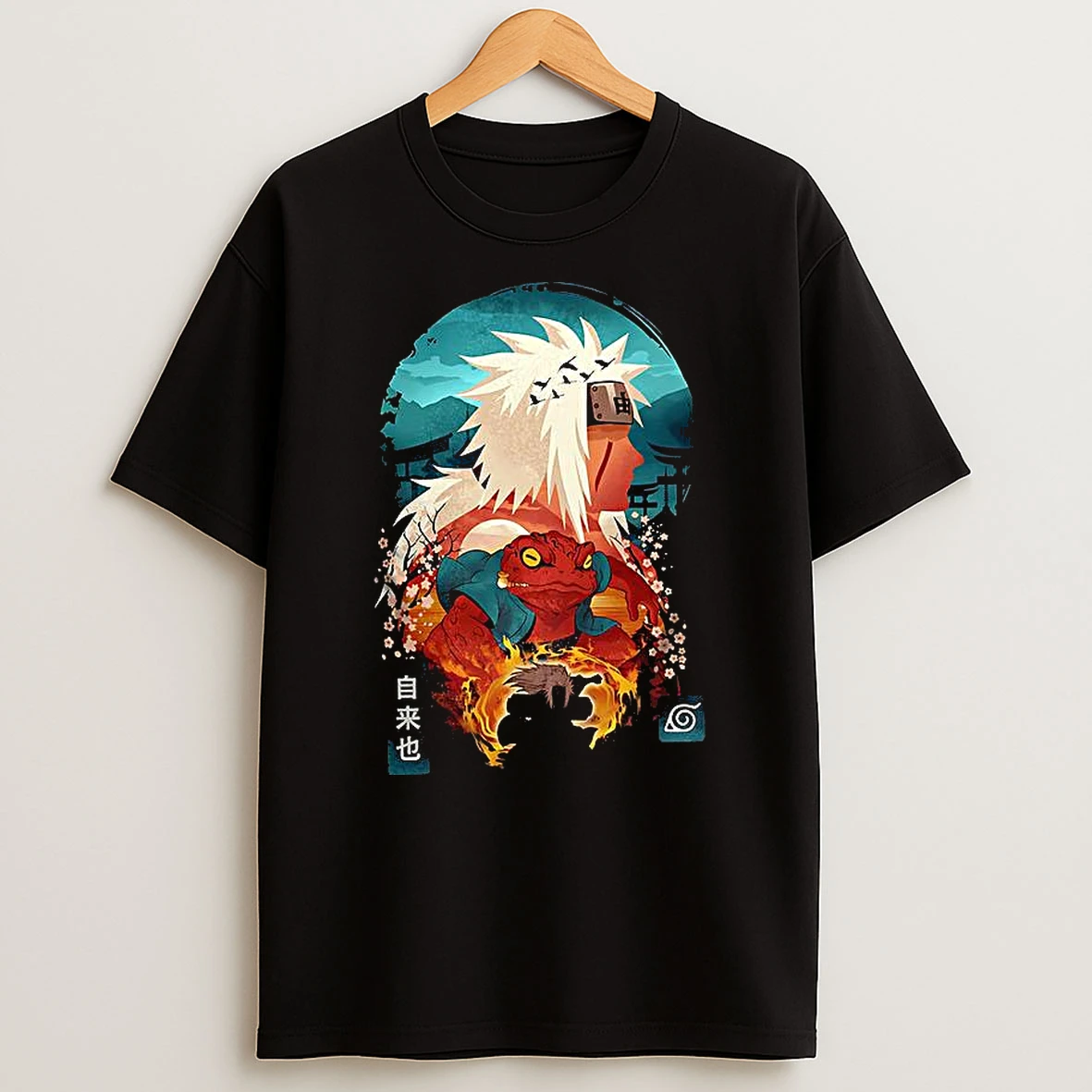 Jiraiya Naruto Anime Toad Sage Silhouette And Gamabunta Ukiyo E T Shirt