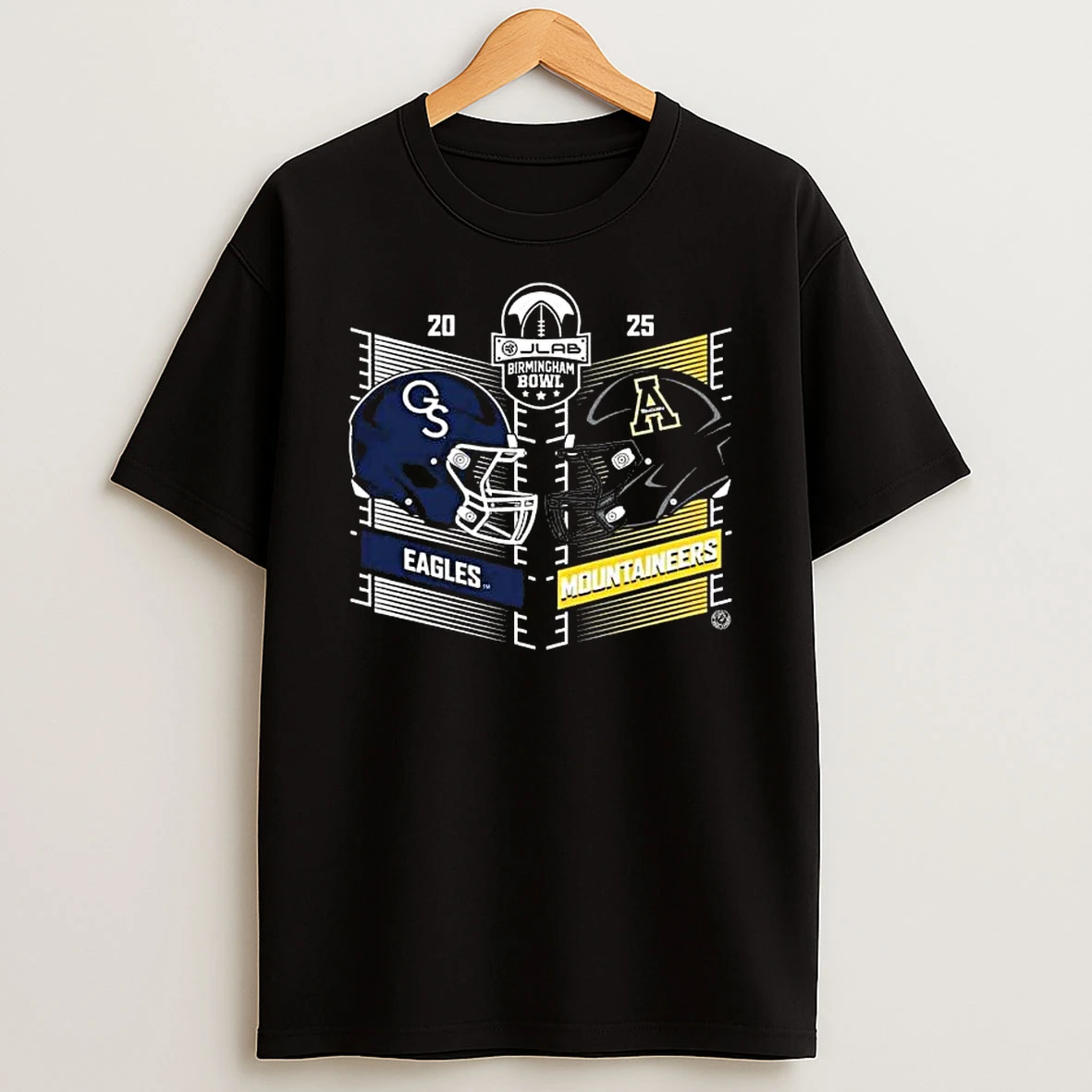 Jlab Birmingham Bowl 2025 Georgia Southern Vs Appalachian State Matchup Helmet T Shirt