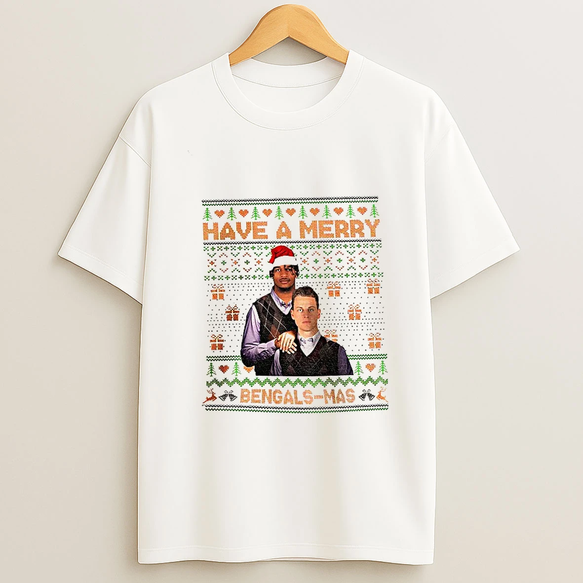 Joe Burrow And Jamarr Chase Cincinnati Bengals Stepbrothers Have A Merry Bengals Mas Christmas T Shirt