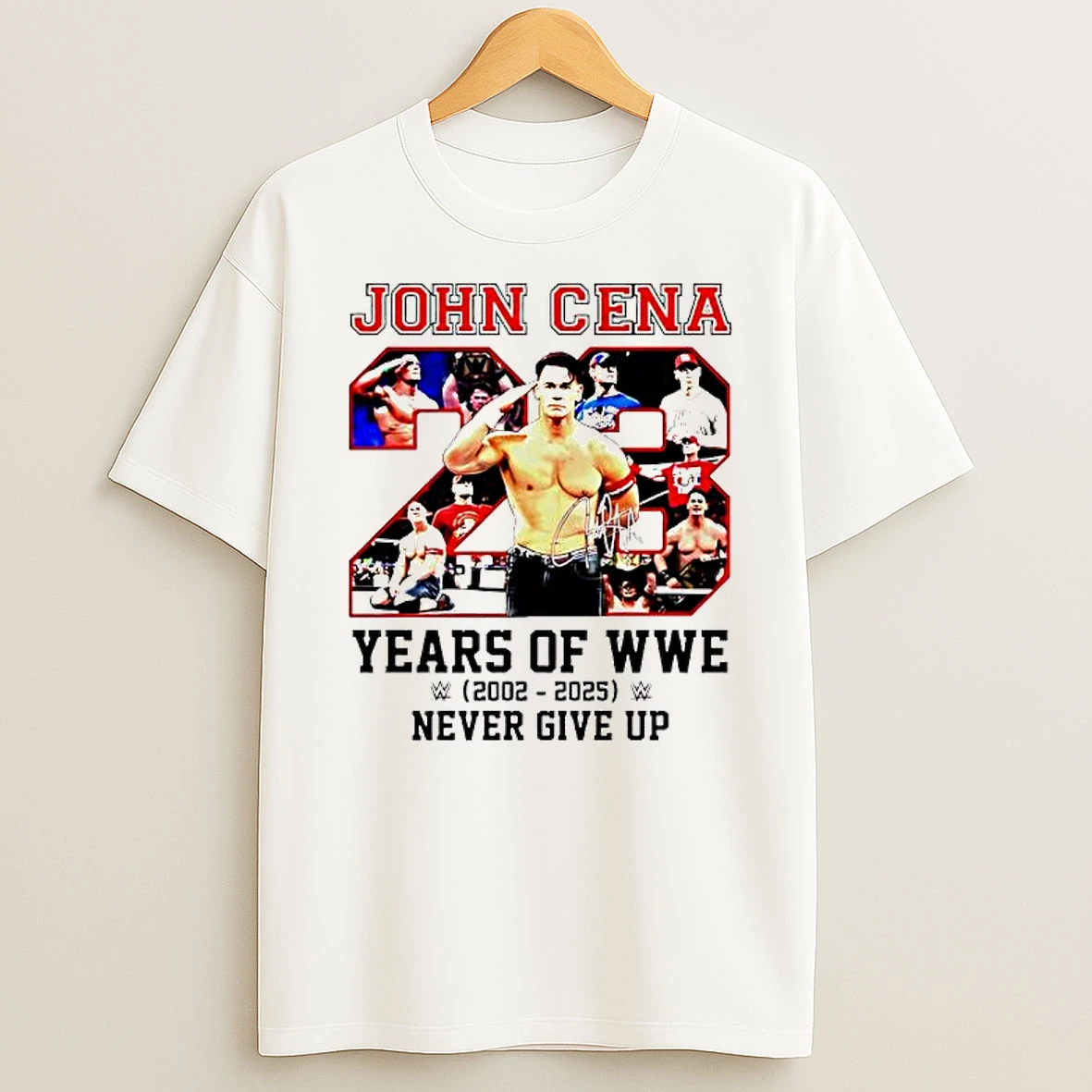 John Cena 23 Years Of Wwe Never Give Up Signature T Shirt