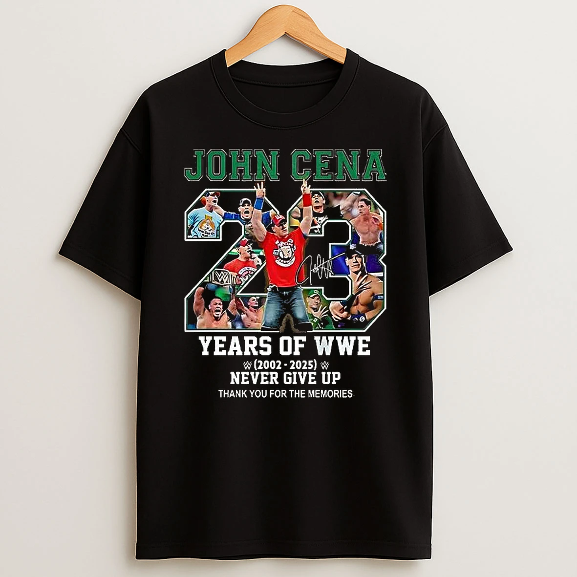 John Cena 23 Years Of Wwe 2002 2025 Thank You For The Memories Signature T Shirt
