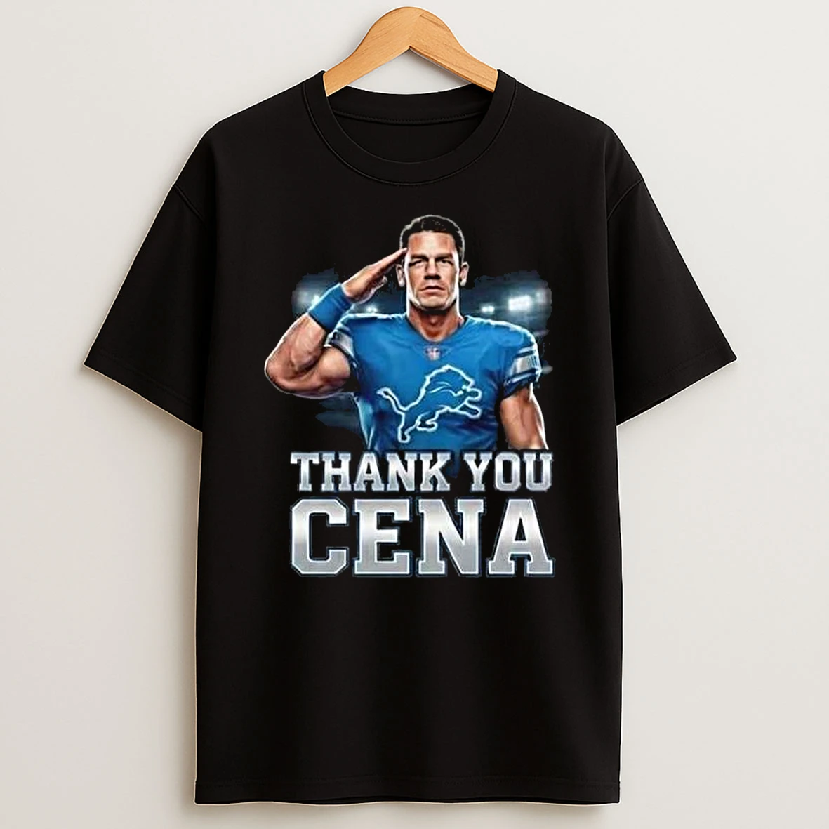 John Cena Wwe Legend Final Match Dec 13 2025 Retirement Tour 2025 Thank You Cena X Detroit Lions T Shirt