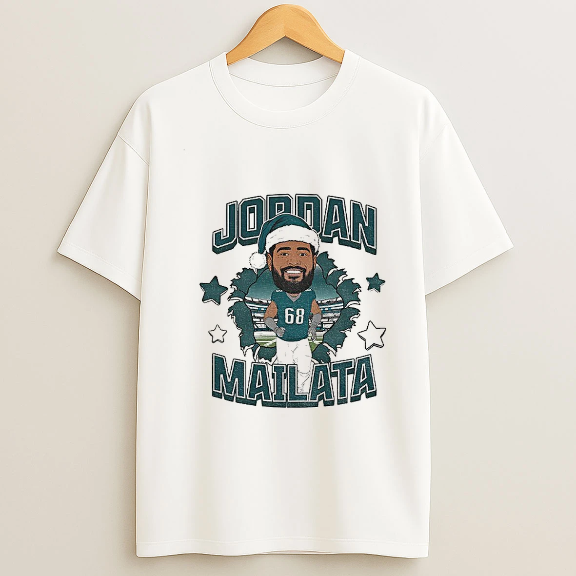 Jordan Mailata Santa Hat Philadelphia Eagles Football Nfl Merry Christmas T Shirt