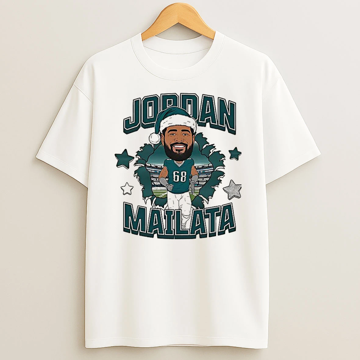 Jordan Mailata Santa Hat Philadelphia Eagles Football Inside Me Christmas T Shirt
