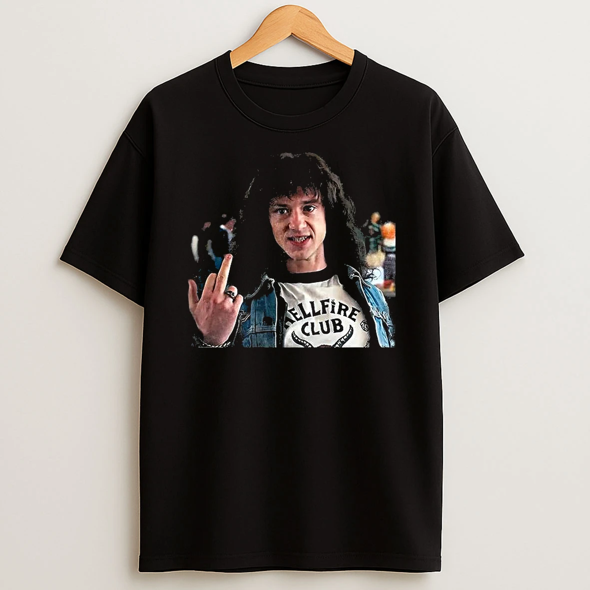 Joseph Quinn Eddie Munson Middle Finger Stranger Things Tv Series Meme Retro T Shirt
