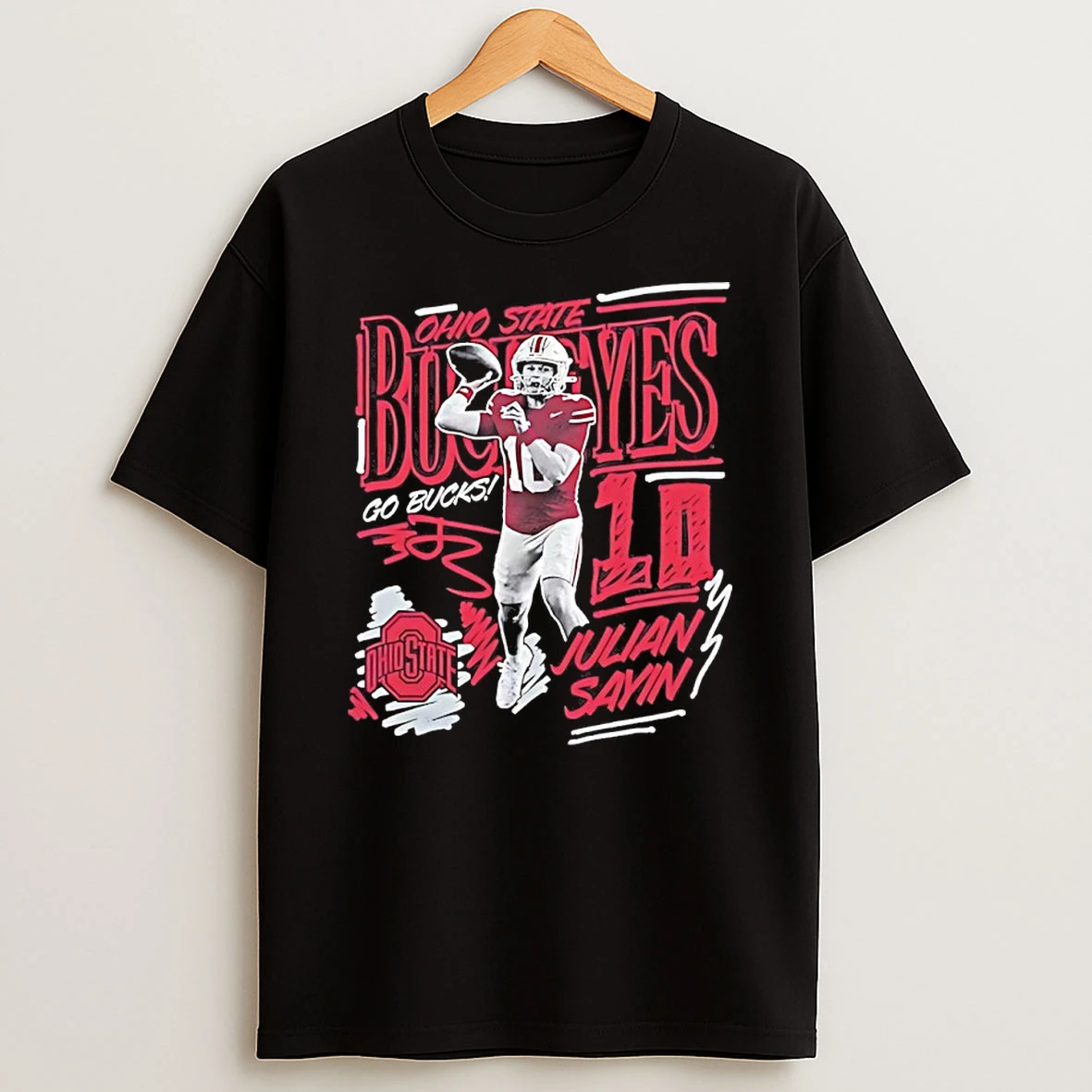Julian Sayin 10 Ohio State Buckeyes Player Signature T Shirt