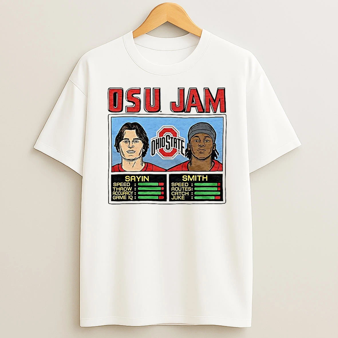 Julian Sayin And Jeremiah Smith Ohio State Buckeyes Football Jam Classic Video Game T Shirt