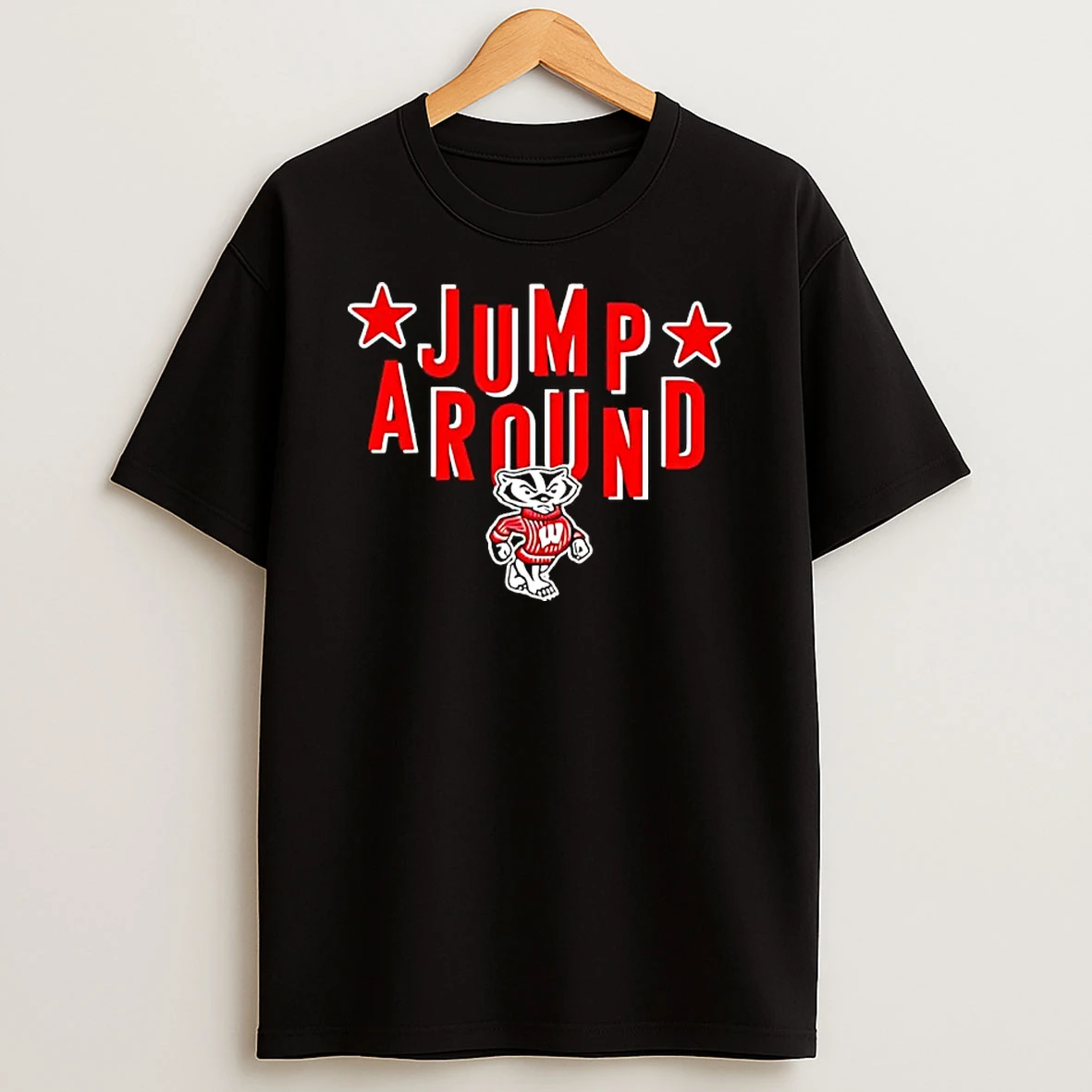 Jump Around Wisconsin Badgers Mascot T Shirt