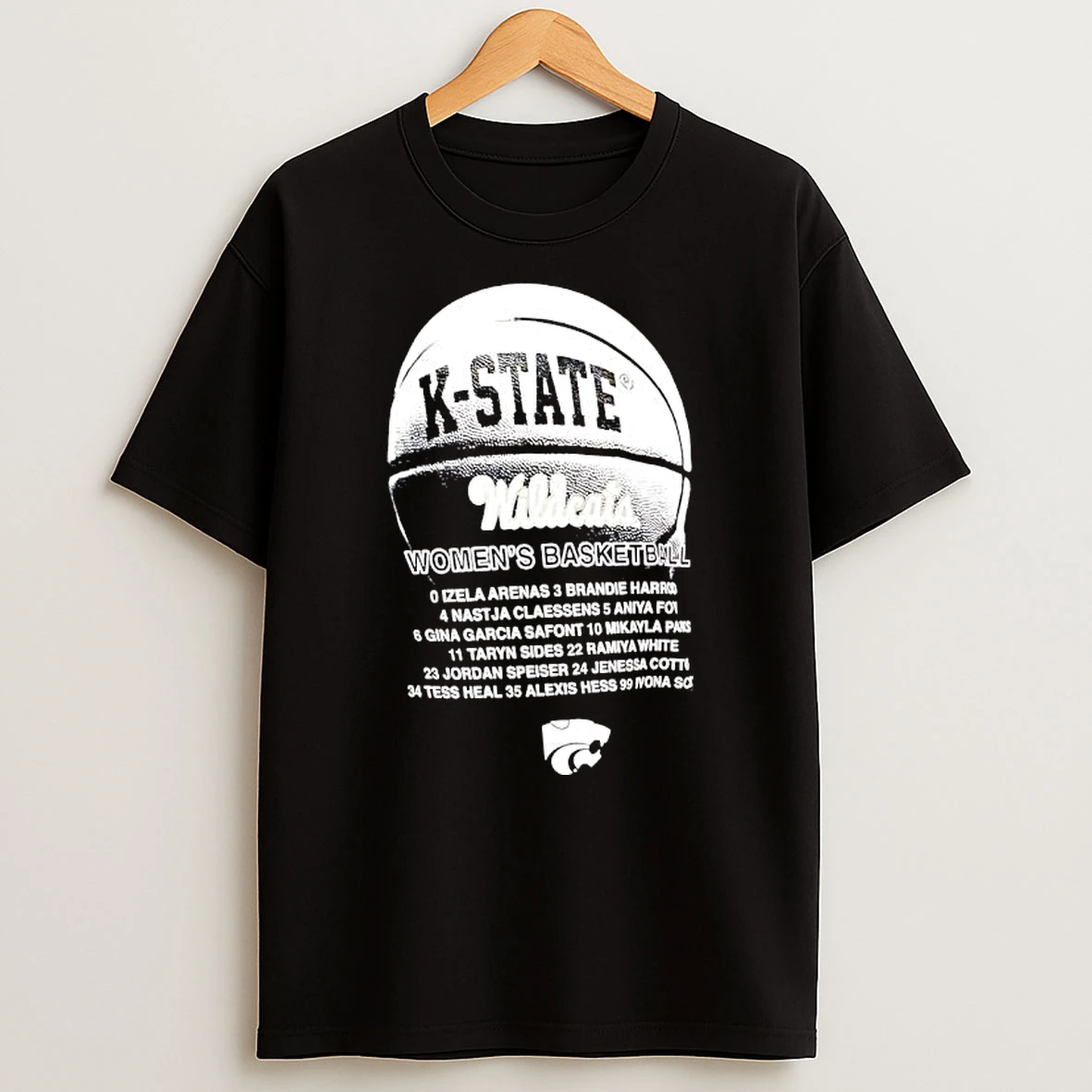 K State Wildcats Womens Basketball Players Listed Name T Shirt