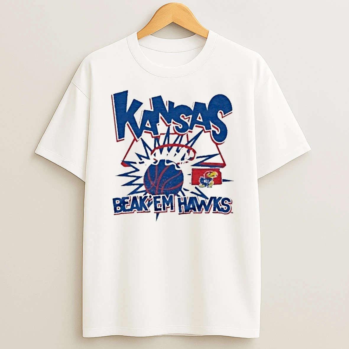 Kansas Basketball Slam Beak Em Hawks T Shirt
