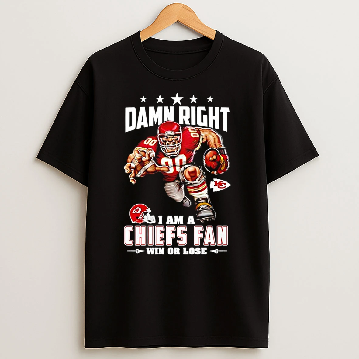 Kansas City Chief Mascot Damn Right I Am A Cowboys Fan Win Or Lose T Shirt