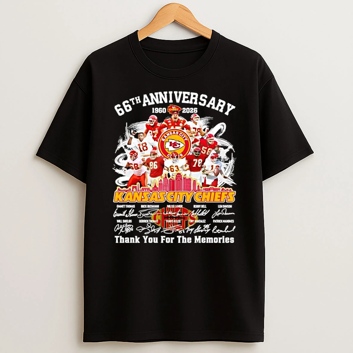 Kansas City Chiefs 1960 2026 66th Anniversary Thank For The Memories Signatures T Shirt