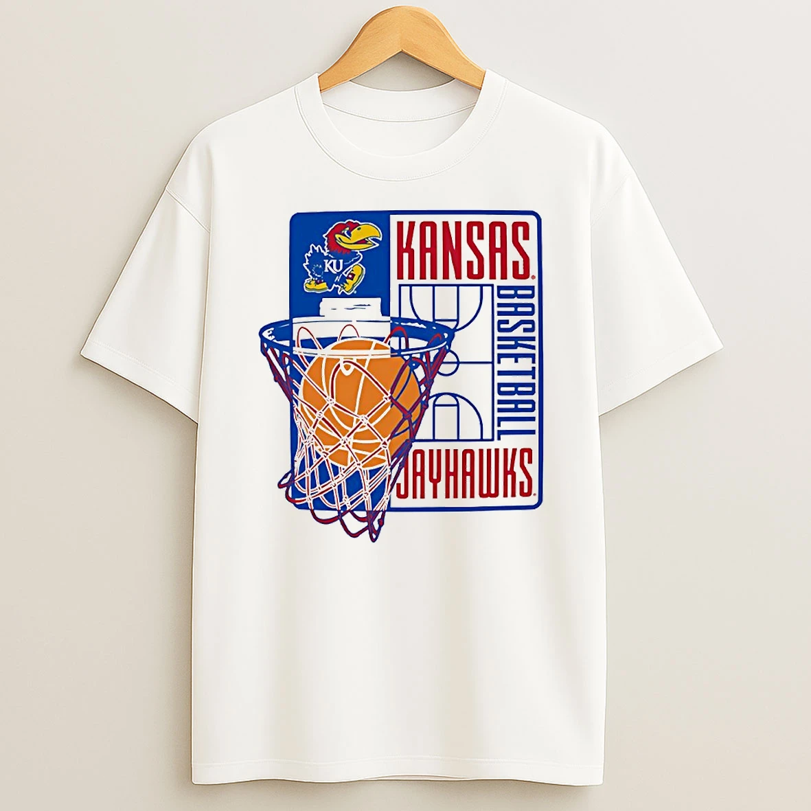 Kansas Jayhawks Basketball Net Circle Tshirt Hoodie