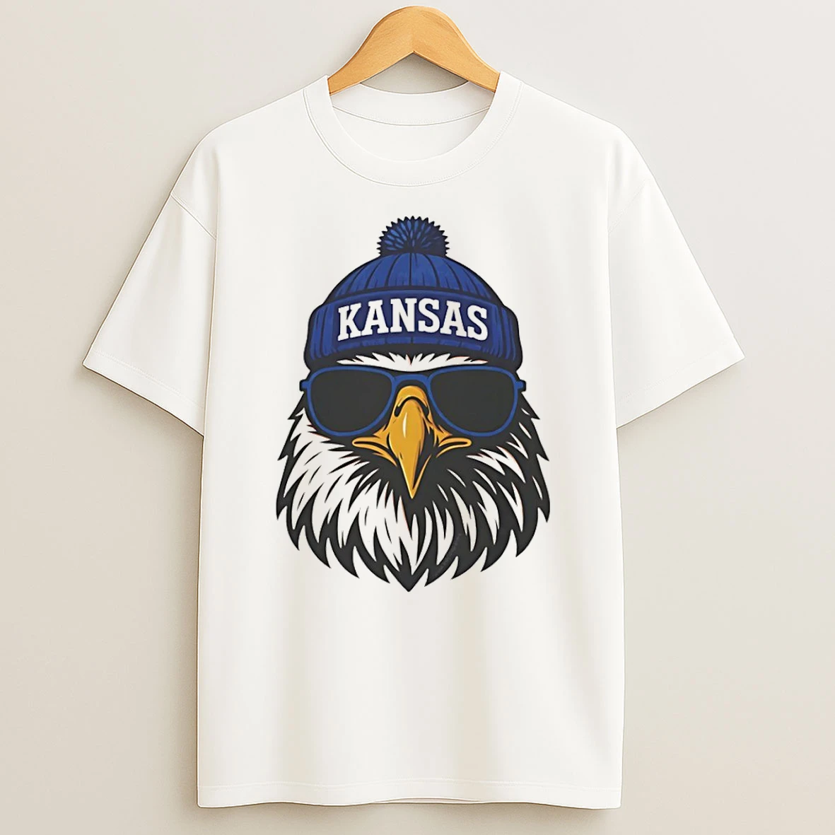 Kansas Jayhawks Jayhawk With Hat And Glasses T Shirt
