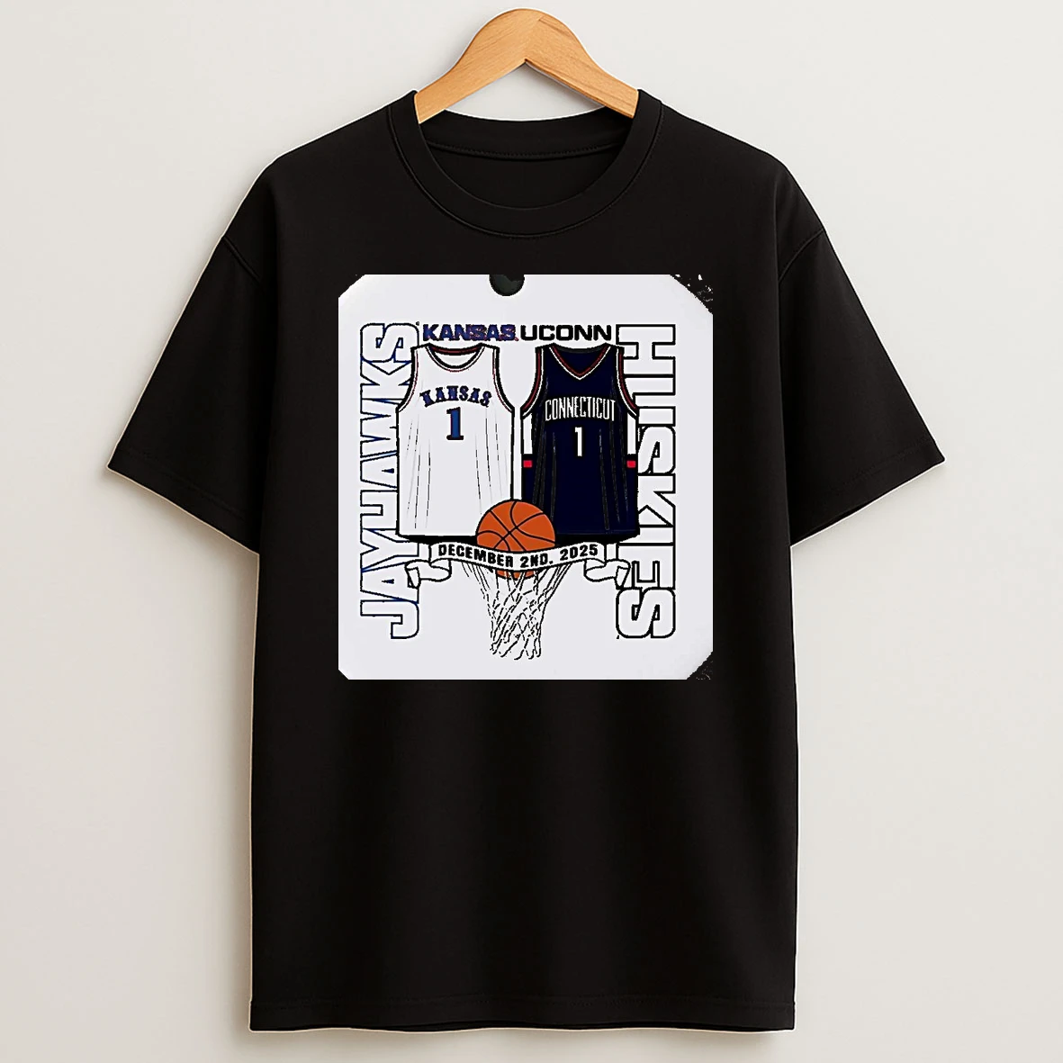 Kansas Jayhawks Vs Uconn Huskies Jersey Matchup Christmas T Shirt