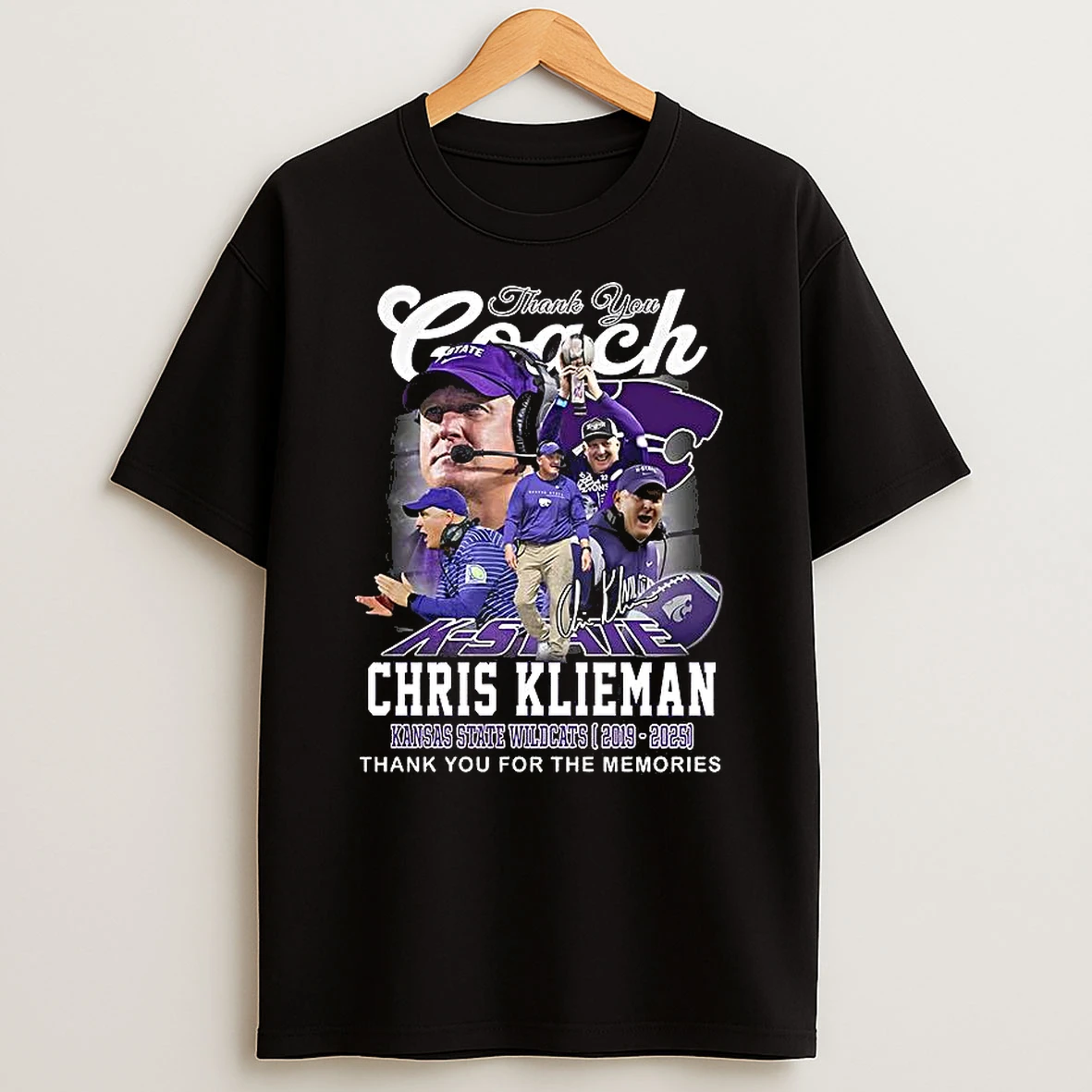 Kansas State Wildcats Ncaa Thank You Coach Chris Klieman 2019 2025 Signature T Shirt