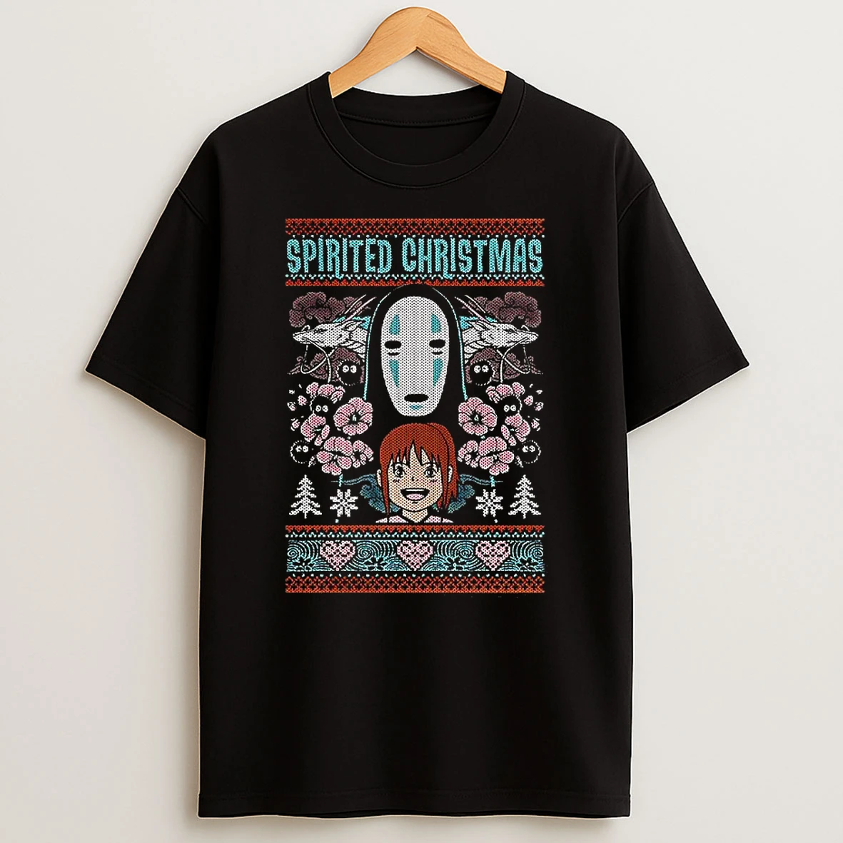 Kaonashi And Chihiro Spirited Away Anime Christmas Ugly Xmas T Shirt