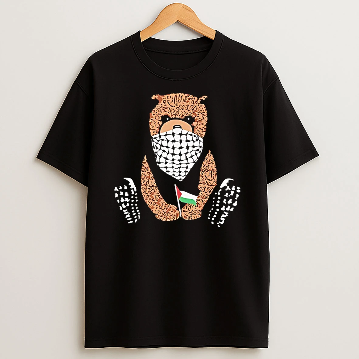 Keffiyeh Bear Pali Bear Palestine Flag T Shirt