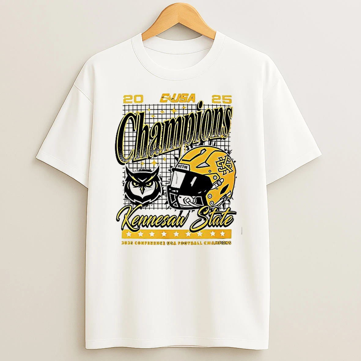 Kennesaw State Owls 2025 C Usa Football Champions Logo T Shirt