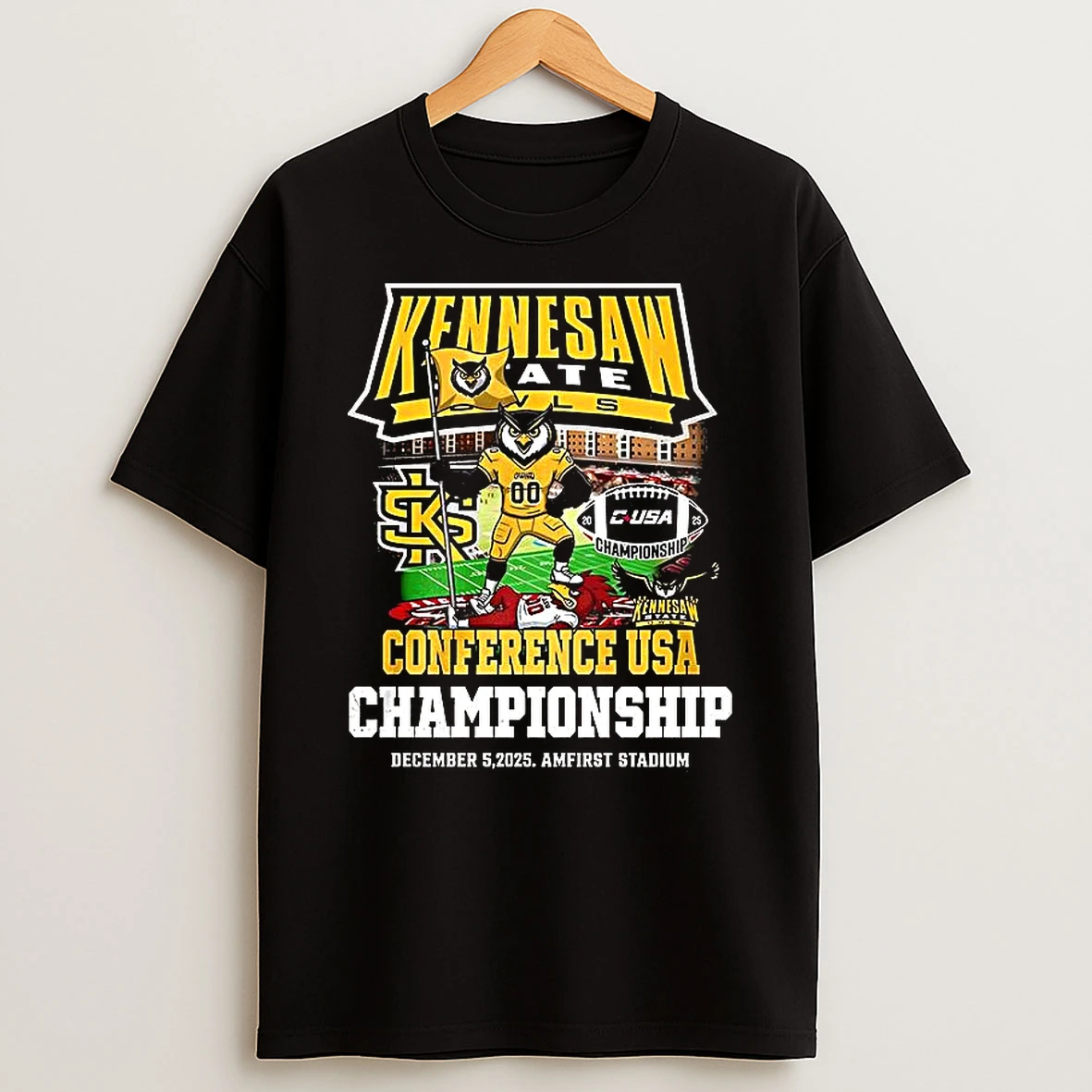 Kennesaw State Owls Beat Jacksonville State Conference Usa Championship 2025 Amfirst Stadium T Shirt