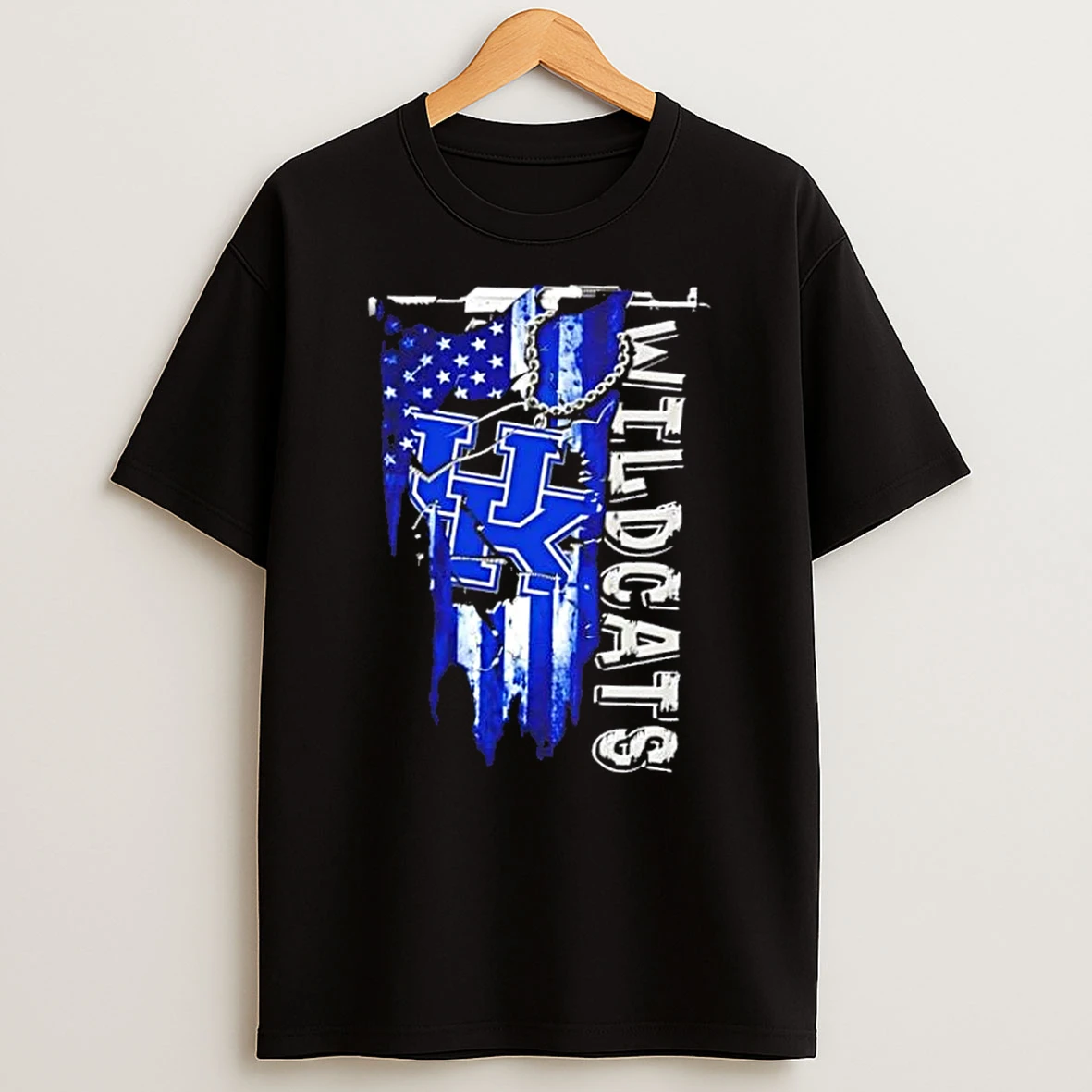 Kentucky Wildcats Football Battle Shattered Usa Flag Rip Design T Shirt