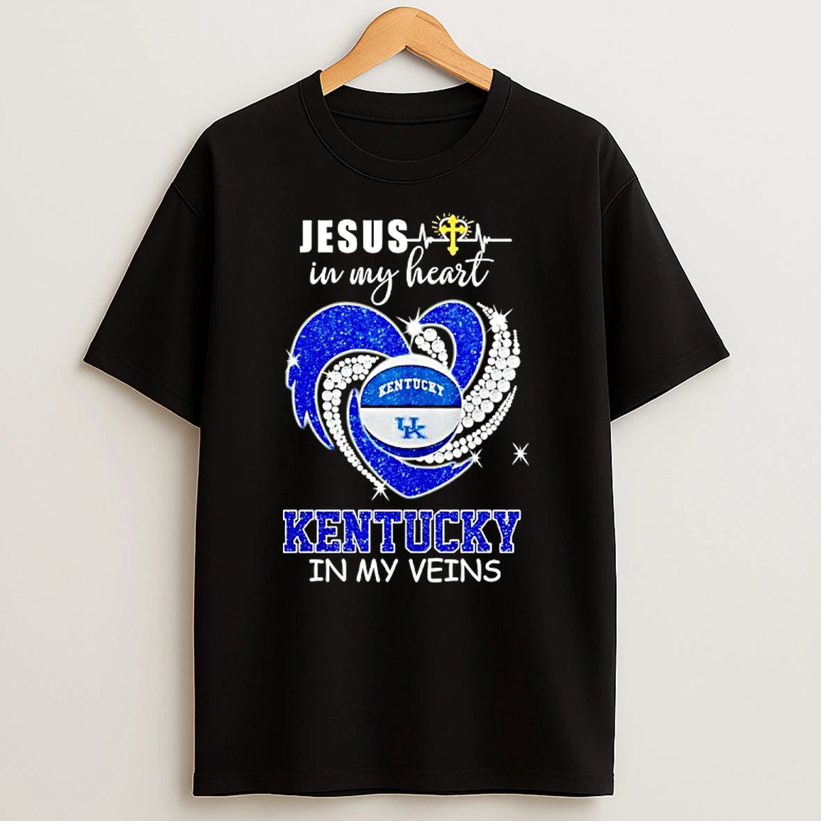 Kentucky Wildcats In My Veins Jesus In My Heart T Shirt