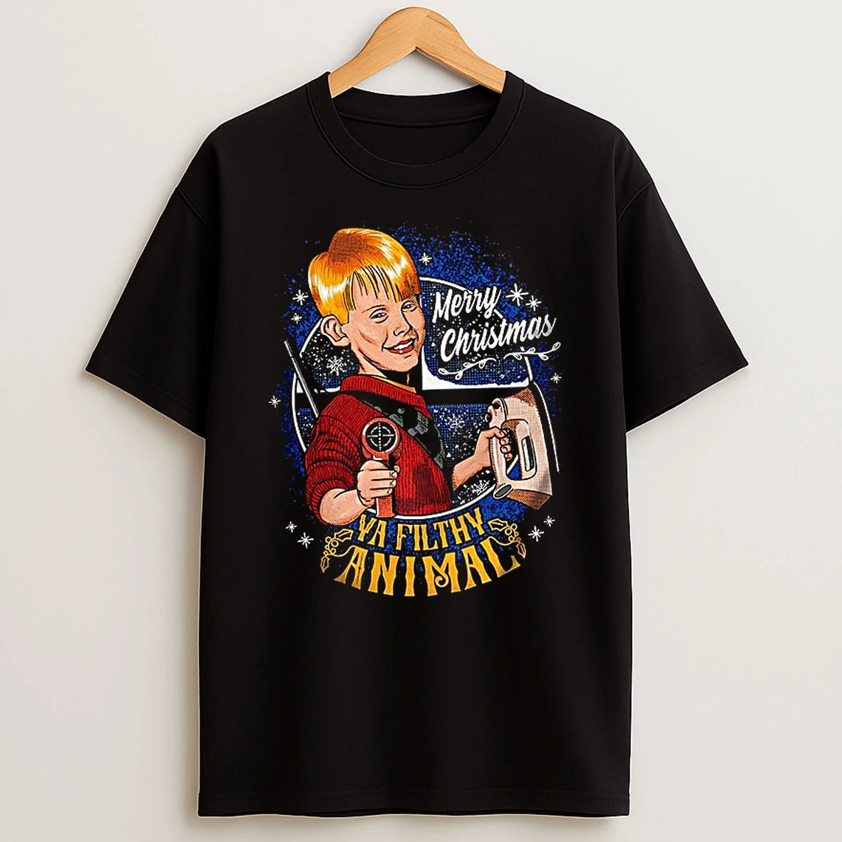 Kevin Home Alone Ya Filthy Animal Merry Christmas Cartoon T Shirt