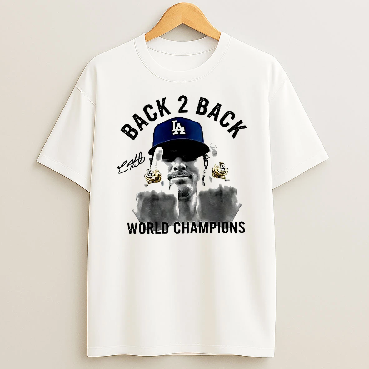 Kike Hernandez Middle Finger Los Angeles Dodgers Back 2 Back World Series Champs 2025 T Shirt