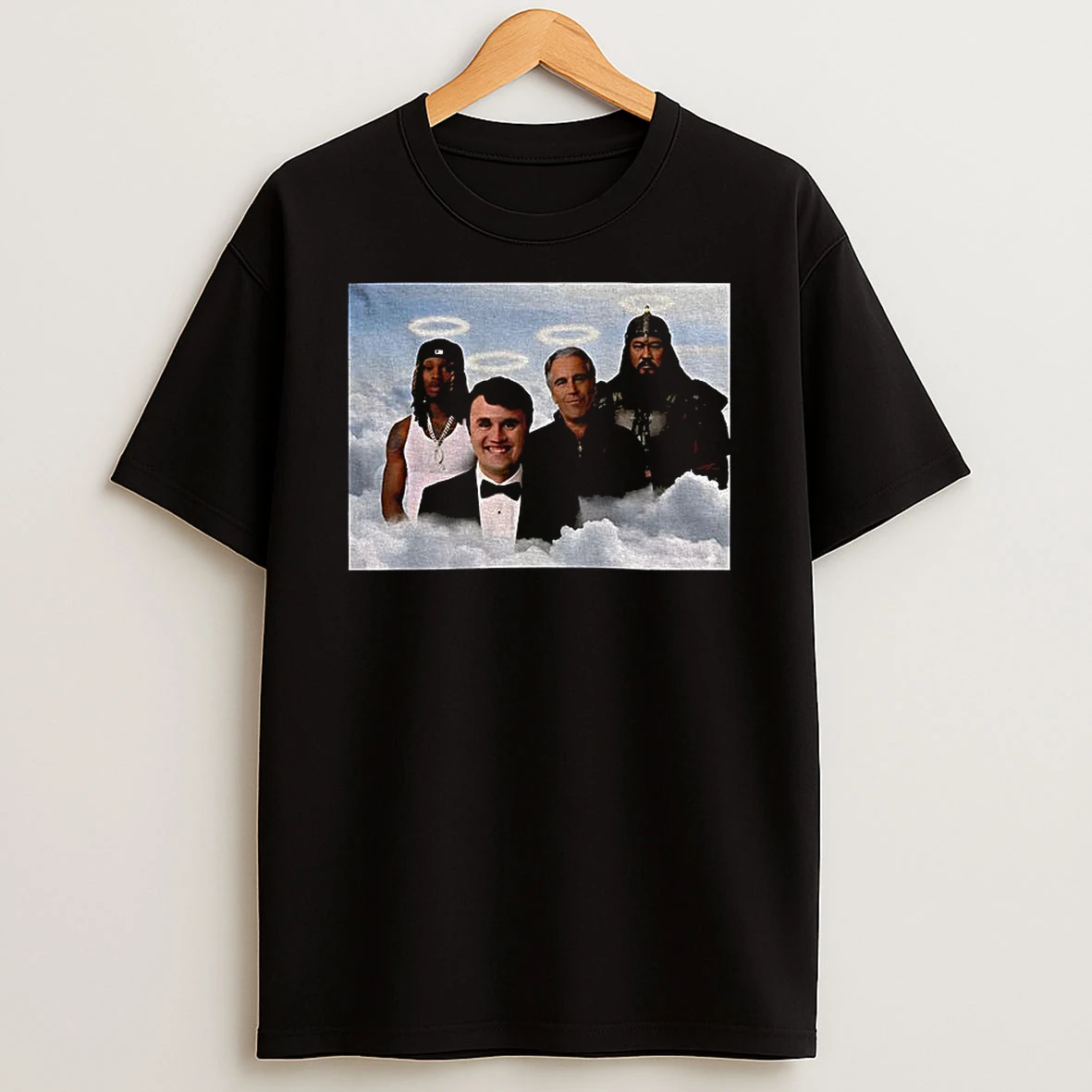 King Von Charlie Kirk Genghis Khan Jeffrey Epstein Legends In Heaven T Shirt