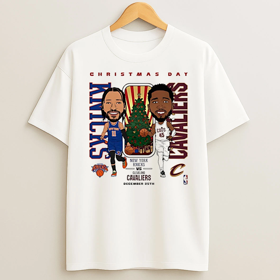 Knicks Vs Cavaliers 2025 Nba Christmas Day Match Up Caricature T Shirt