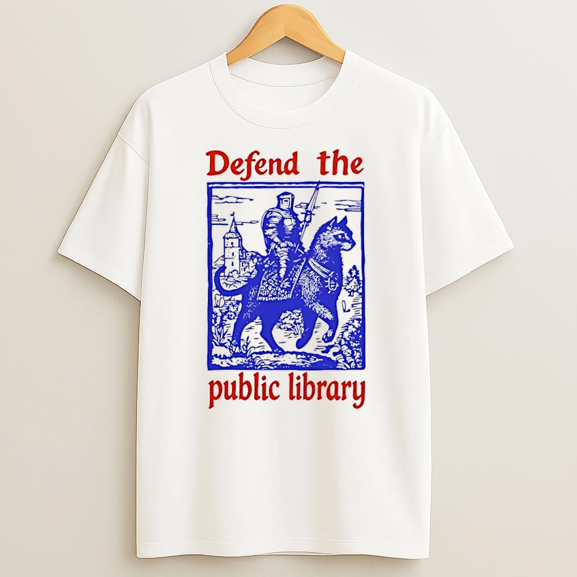 Knight Cat Defend The Public Library T Shirt