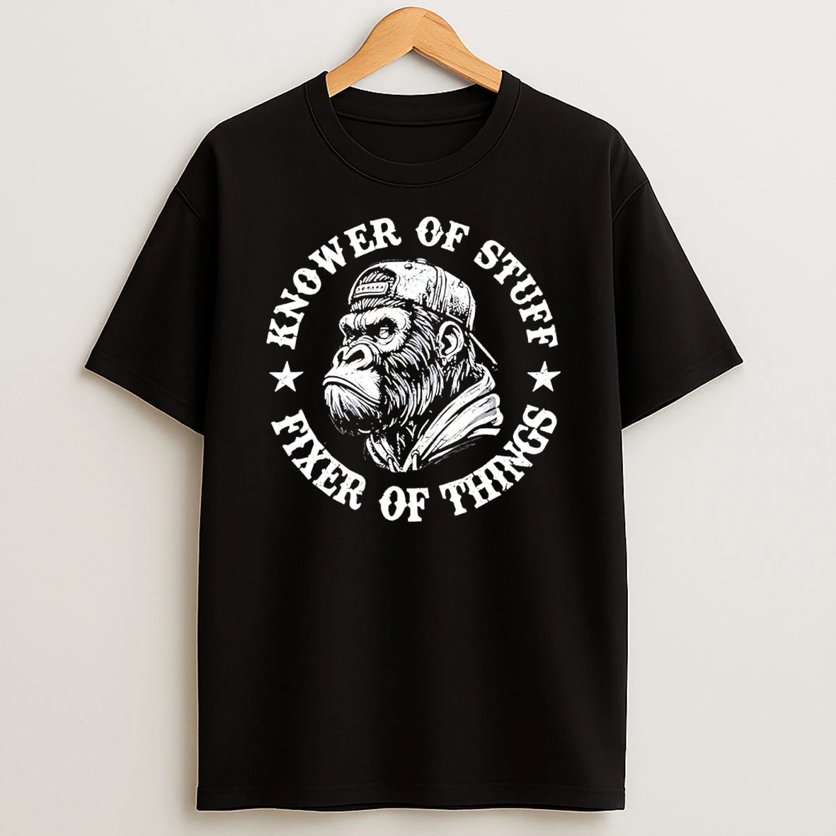 Knower Of Stuff Fixer Of Things Monkey Logo T Shirt