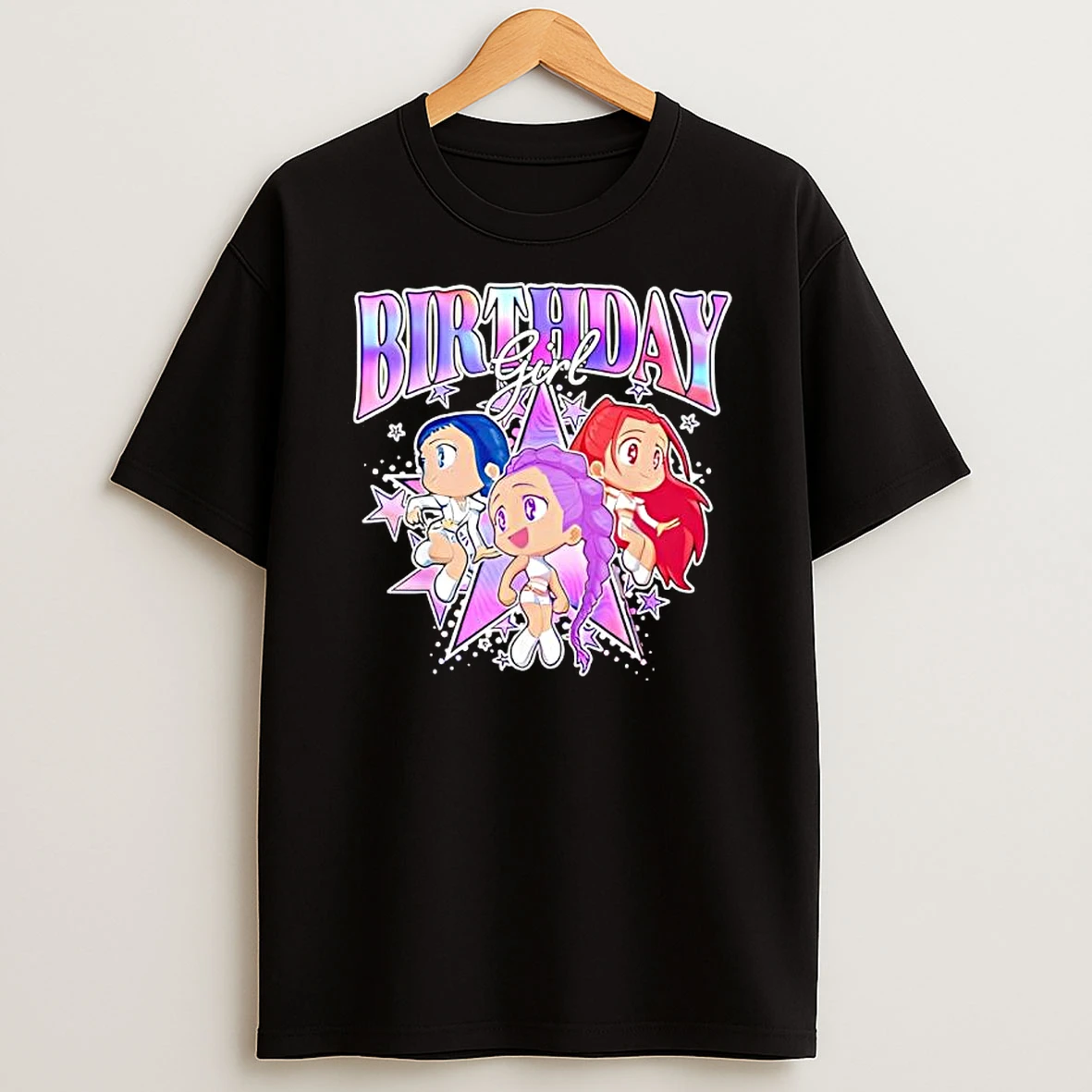 Kpop Demon Hunters Birthday Girl Adorable Chibi Group T Shirt