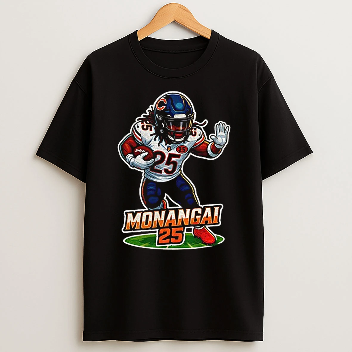 Kyle Monangai Bears Cartoon Caricature Chicago Bears Football T Shirt