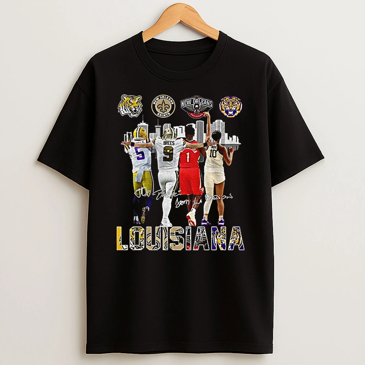 Lsu Tigers New Orleans Saints Pelicans Missouri Tigers Louisiana Team Signature T Shirt