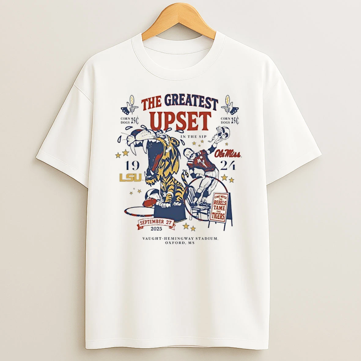 Lsu Tigers Vs Ole Miss 2025 The Greatest Upset Mascot T Shirt