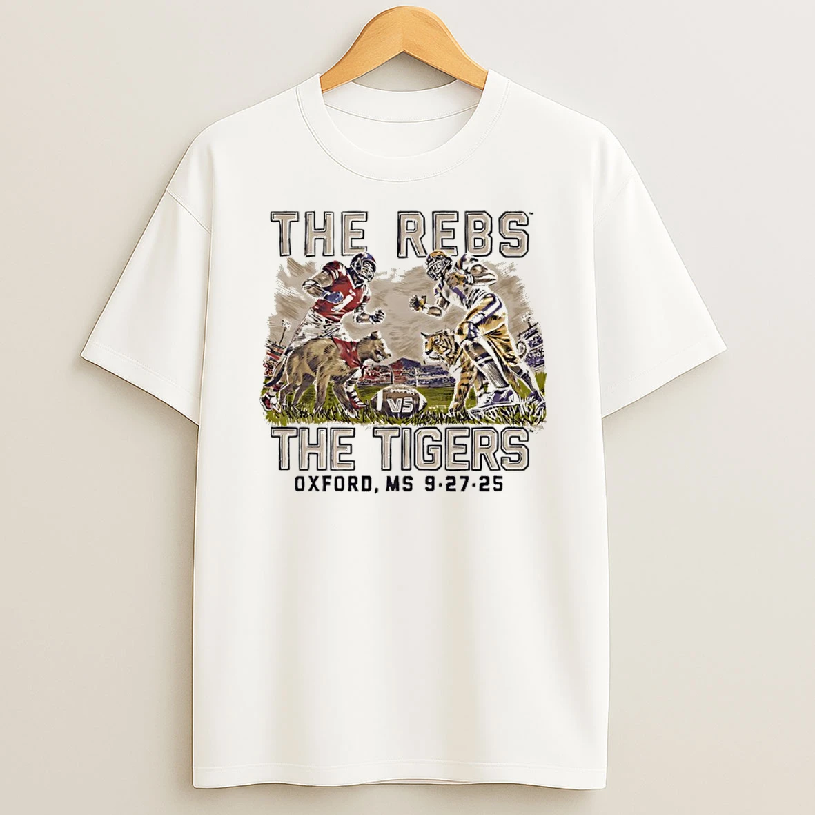 Lsu Vs Ole Miss Game Day 2025 The Rebs The Tigers Mascot T Shirt