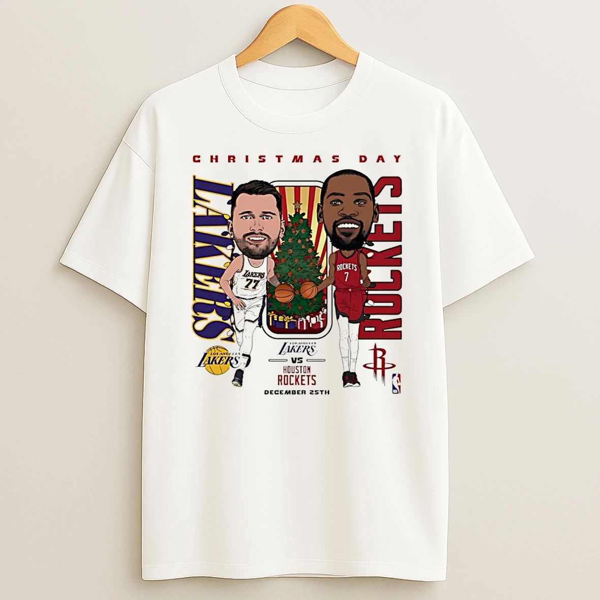 Lakers Vs Rockets 2025 Nba Christmas Day Match Up Caricature T Shirt