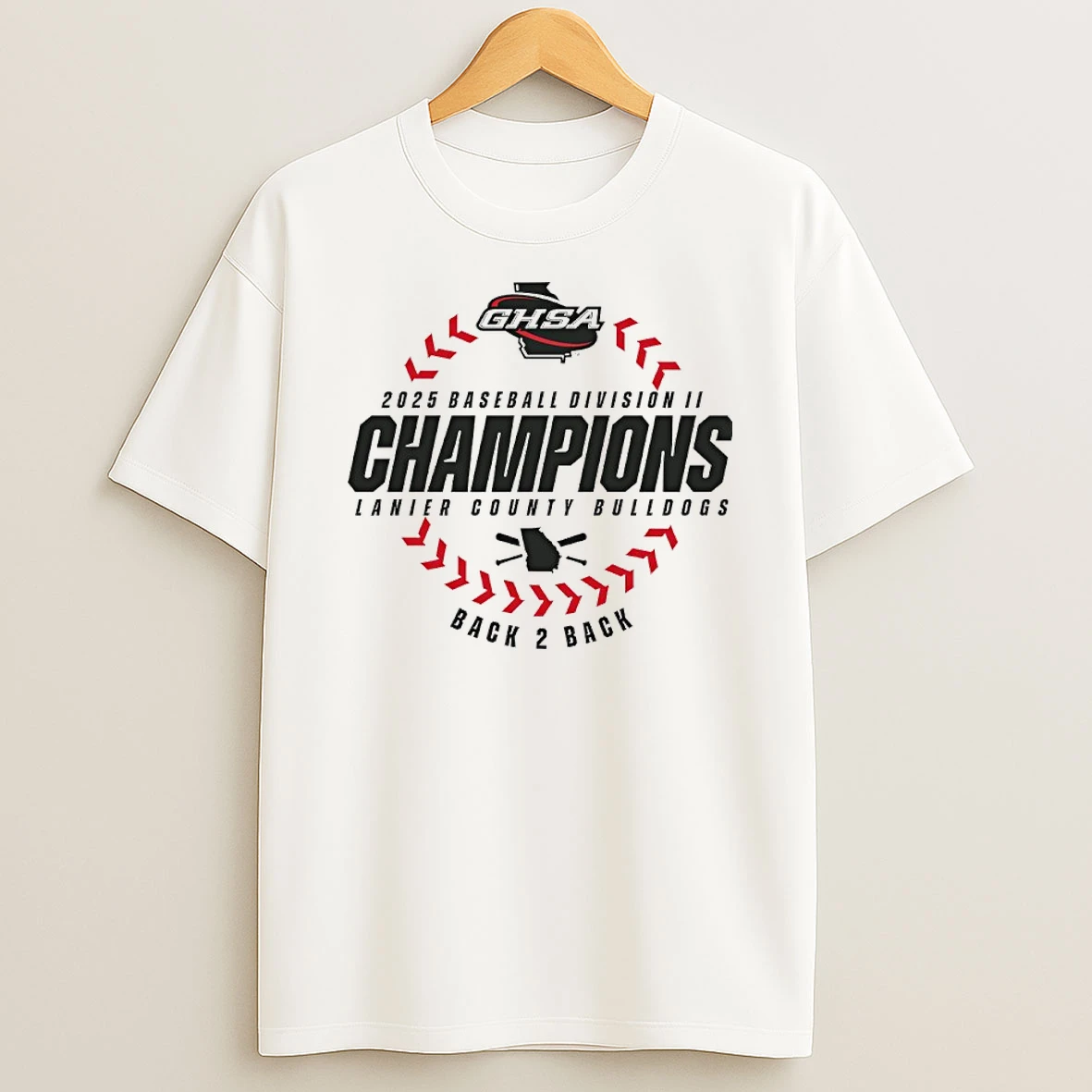 Lanier County Bulldogs Back 2 Back 2025 Ghsaa Baseball D2 State Champions T Shirt