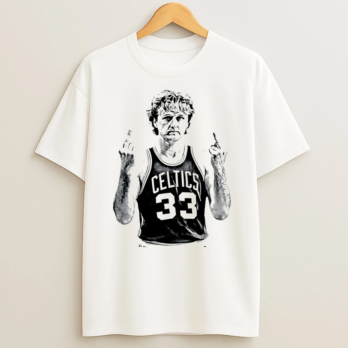 Larry Bird Middle Finger Boston Celtics T Shirt