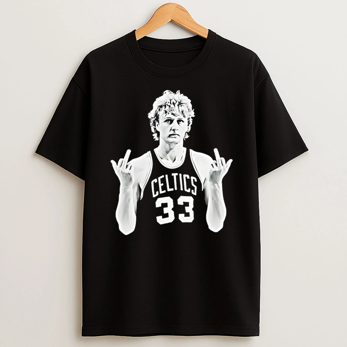 Larry Bird Middle Finger Retro 90s T Shirt