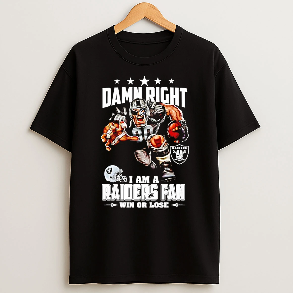 Las Vegas Raiders Mascot Damn Right I Am A Cowboys Fan Win Or Lose T Shirt