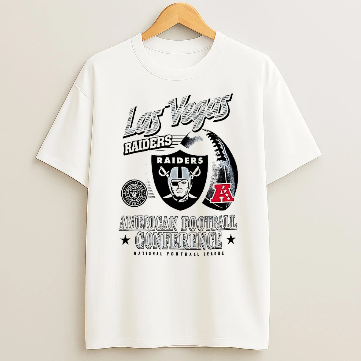 Las Vegas Raiders Nfl American Football Conference Logo Ball Retro T Shirt