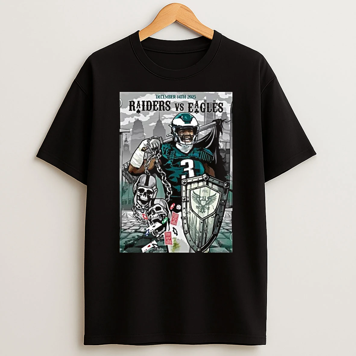 Las Vegas Raiders Vs Philadelphia Eagles Nfl 2025 Match Tee On December 14 2025 At Lincoln Financial Field T Shirt