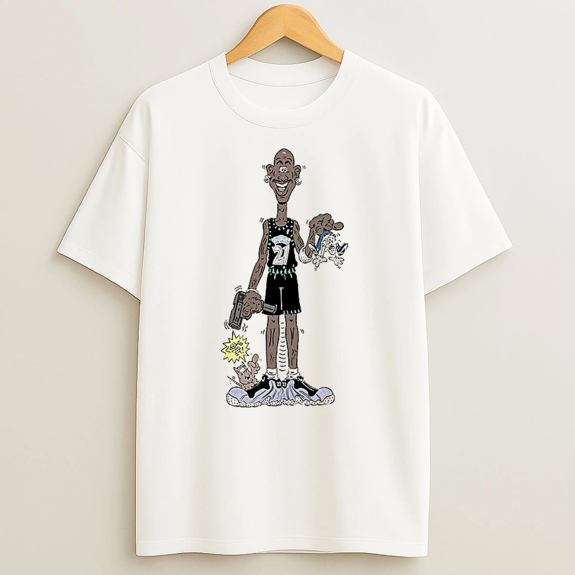 Latrell Sprewell Nba Number 21 Caricature T Shirt