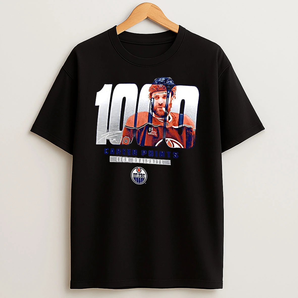 Leon Draisaitl Edmonton Oilers 1000 Career Points Signature T Shirt