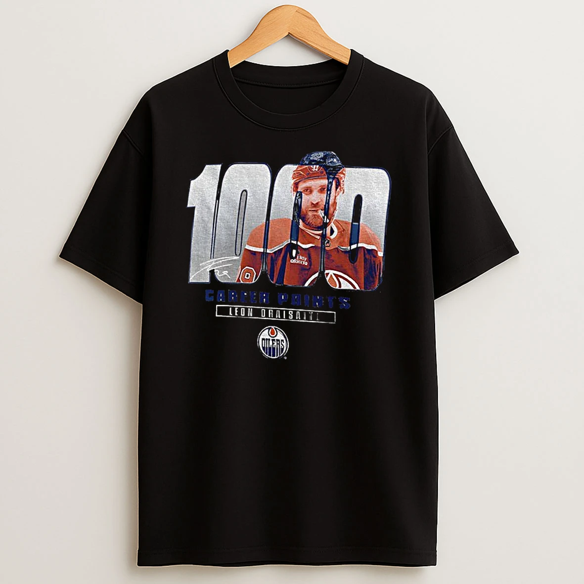 Leon Draisaitl Edmonton Oilers Nhl Hockey 1000 Career Points Signature Vintage T Shirt