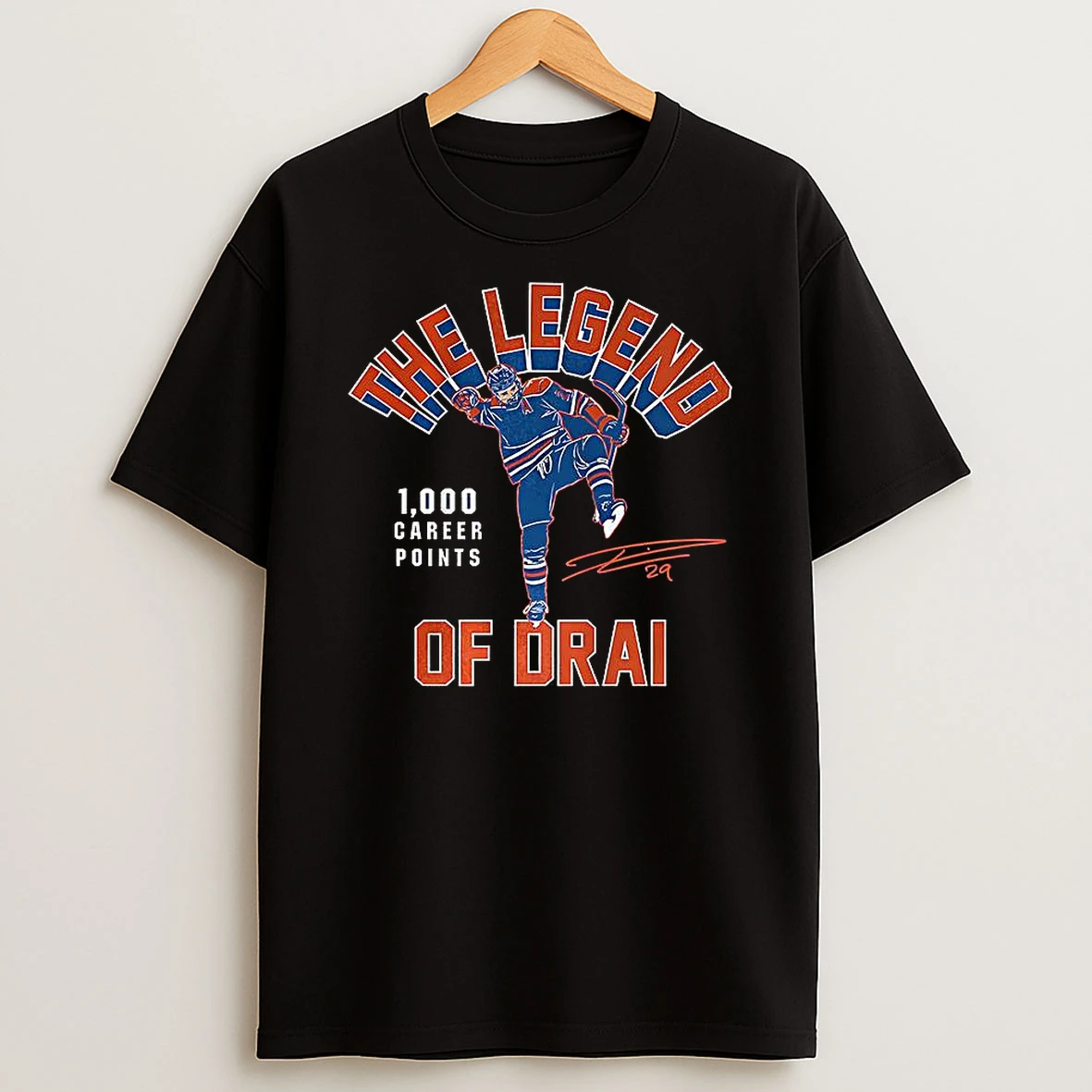 Leon Draisaitl Edmonton Oilers Nhl The Legend Of Drai 1000 Career Points Signature T Shirt