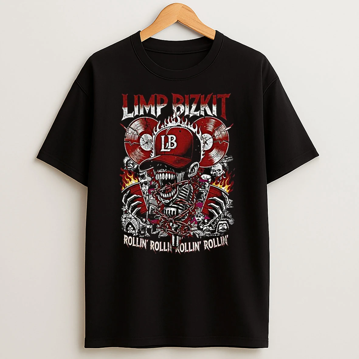 Limp Bizkit Skull Graphic Rollin Rollin T Shirt